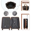 KONO 3dílná sada kabinový kufr 40L a cestovní zavazadlo - černo-hnědá