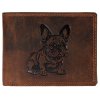 Kožená peněženka - Francouzský buldoček - hnědá