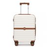 Cestovní kabinový kufr ABS+PC s pruhovaným vzorem Kono - 36 L - béžovo-hnědý