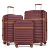 Sada 3 cestovních ABS+PC kufrů Kono 33L/57L/87L - burgundy