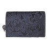 Kožená dámská střední peněženka WILD By Loranzo - modrá - ornamenty