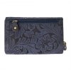 Kožená dámská střední peněženka WILD By Loranzo - modrá - ornamenty