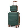 Kono cestovní kufr na kolečkách s kosmetickým kufříkem ABS - 8L/44L - zeleno-hnědý