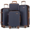 4dílná sada cestovních ABS+PC kufrů Kono - navy-hnědá