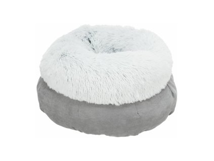 Kulatý pelech HARVEY, ø 45 cm, vysoký okraj s dlouhým vlasem, šedá