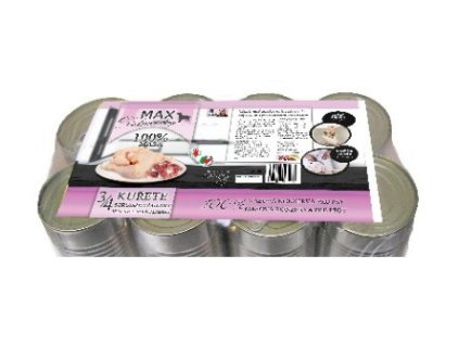Konzerva MAX deluxe 3/4 kuřete s žaludky  8x1200g