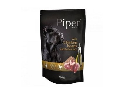 PIPER s kuřecími srdíčky a hnědou rýží, kapsička pro psy