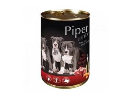 PIPER JUNIOR s hovězím srdcem a mrkví, konzerva pro štěňata 400g