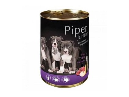 PIPER JUNIOR s telecím a jablky, konzerva pro štěňata 400g