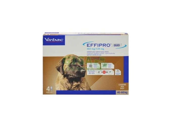 Effipro DUO Dog XL (40-60kg) 402/120 mg, 4x4,02ml