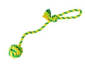 Vrhací lano s míčem HipHop bavlněný 38 cm 130 g limetková, zelená