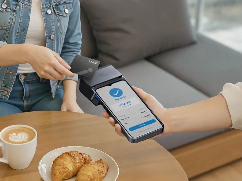 Platba mobilem na pokladně RAKEETA M20 v kavárně