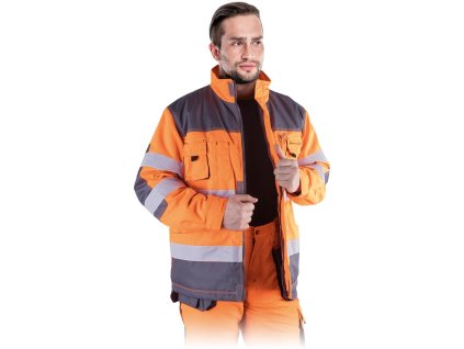 Izolovaná ochranná bunda pre mužov (Farba Oranžová-Ocelová-Čierna, Veľkosť 2XL)