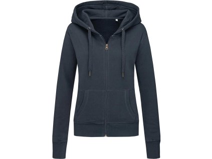Dámska mikina s kapúcou na zips pre ženy (Farba Navy Polnoc, Veľkosť L)