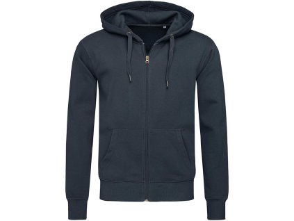 Pánska mikina s kapúcou na zips pre mužov (Farba Navy Polnoc, Veľkosť 2XL)