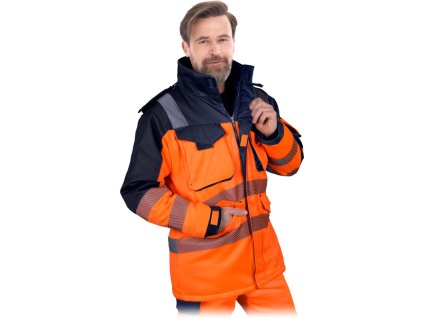 27340 1 izolovana ochranna bunda pre muzov farba oranzovo namorna modra velkost 2xl