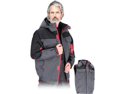 Izolovaná ochranná bunda pre mužov (Farba Šedo-Čierna-Červená, Veľkosť 2XL)