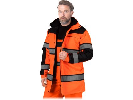 Izolovaná ochranná bunda pre mužov (Farba Oranžovo-Čierna, Veľkosť 2XL)