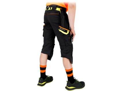 Ochranné nohavice do pásu - krátke pre mužov (Farba Čierna-Žltá-Oranžová, Veľkosť 2XL)