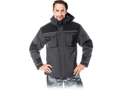 Izolovaná ochranná bunda pre mužov (Farba Sivočierna, Veľkosť 2XL)