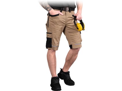 Ochranné nohavice do pásu - krátke pre mužov (Farba Béžovo-Čierna, Veľkosť 2XL)