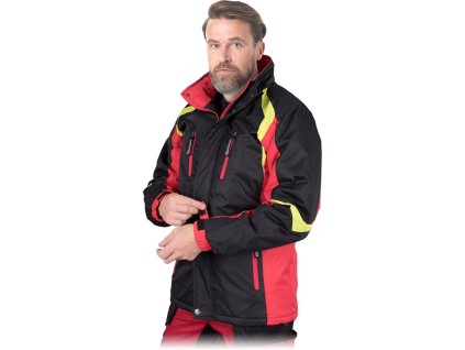 31768 izolovana ochranna bunda pre muzov farba cierna a cervena velkost 2xl