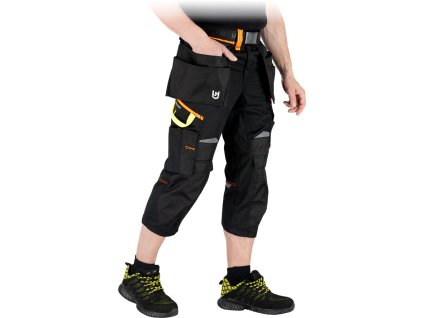 Ochranné nohavice do pásu - krátke pre mužov (Farba Čierna-Žltá-Oranžová, Veľkosť 2XL)