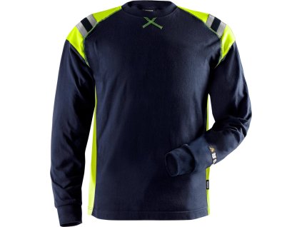 Ochranné tričko s dlhým rukávom pre mužov (Farba Námornícka Modrá-Žltá, Veľkosť 2XL)