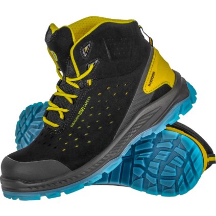 BUTY BEZPIECZNE pre mužov (Farba čierna-žltá-modrá, Veľkosť 39)