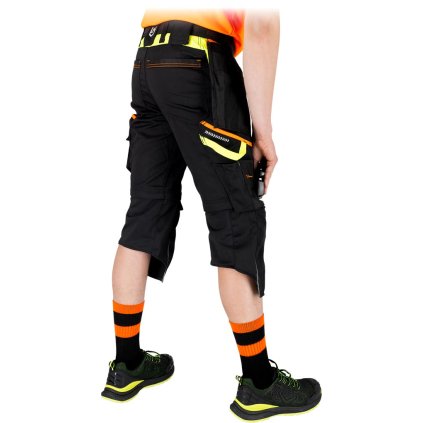 73261 2 spodnie ochronne do pasa krotkie pre muzov farba cierna zlta oranzova velkost 2xl