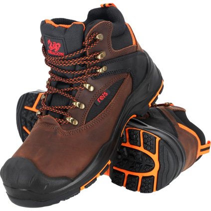 BUTY BEZPIECZNE (Farba hnedá-čierna-oranžová, Veľkosť 39)