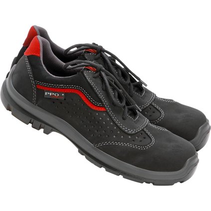 BUTY BEZPIECZNE pre mužov (Farba čierna-šedá-červená, Veľkosť 39)