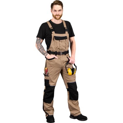 75862 10 spodnie ochronne ogrodniczki pre muzov farba bezovo cierna velkost 46