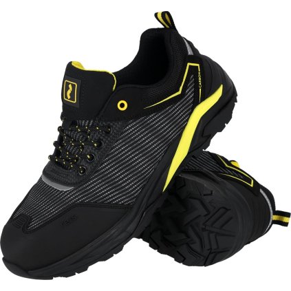 BUTY BEZPIECZNE pre mužov (Farba čierna-neónová žltá, Veľkosť 39)