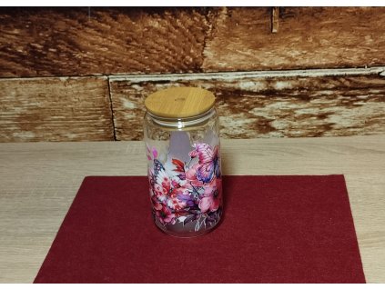 Sklenice s polepem Růžový motýli