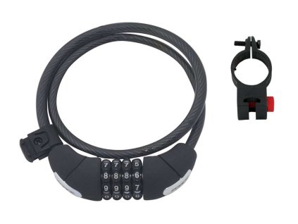 Zámek Force LUX spirálový kódový 85cm/10mm+držák, črn.
