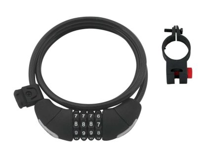 Zámek Force LUX spirálový kódový 120cm/8mm+držák, črn.