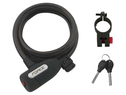 Zámek Force LUX spirálový s držákem 150cm/10mm, černý