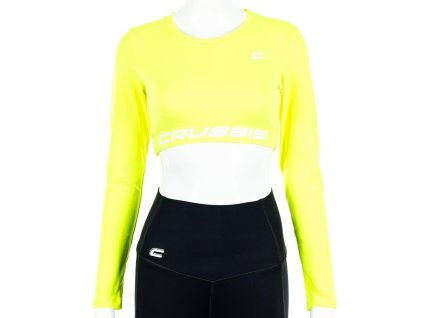 Crop Top Crussis dlouhý rukáv dámský NEON YELLOW (Velikost XS)