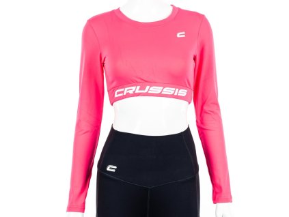 Crop Top Crussis dlouhý rukáv dámský NEON PINK (Velikost XS)