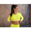 Crop Top Crussis dlouhý rukáv dámský NEON YELLOW (Velikost XS)