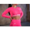 Crop Top Crussis dlouhý rukáv dámský NEON PINK (Velikost XS)