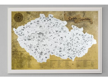 Stříbrná stírací mapa pro turisty bílý rám