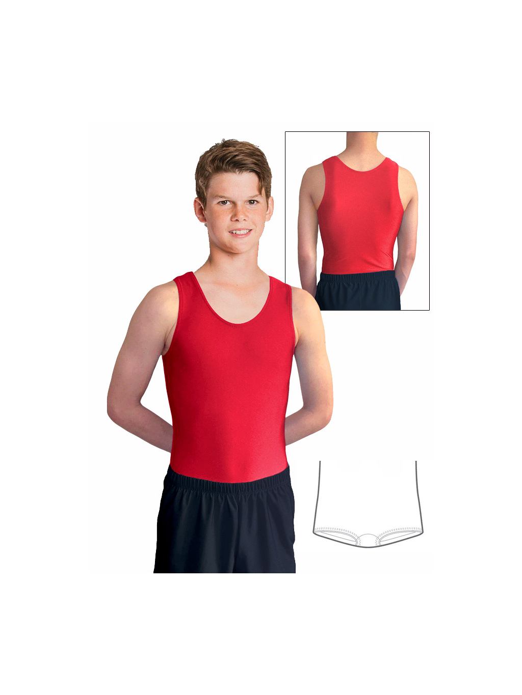 Gymnastický dres chlapecký D37chn červený lesklý