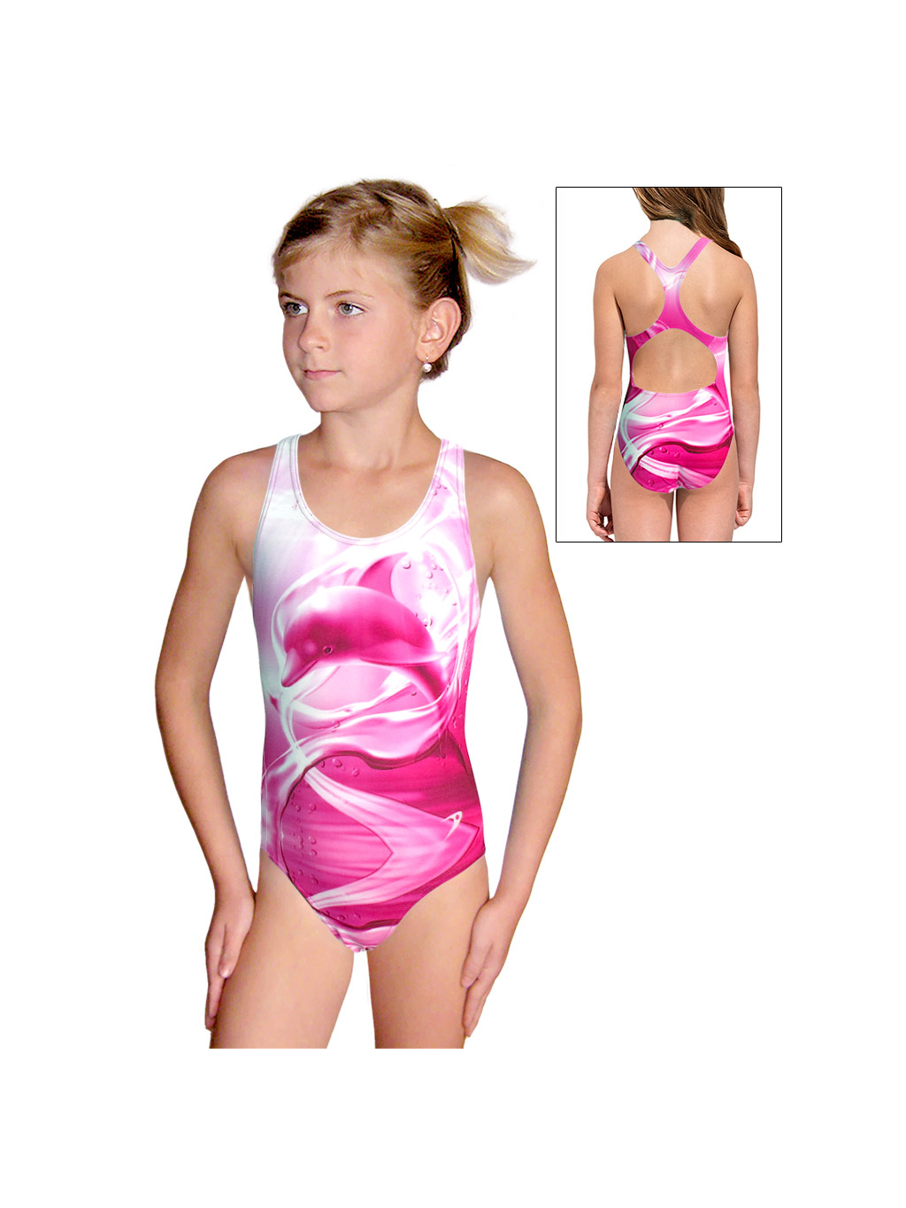 Dívčí sportovní plavky jednodílné PD623 t800 růžová