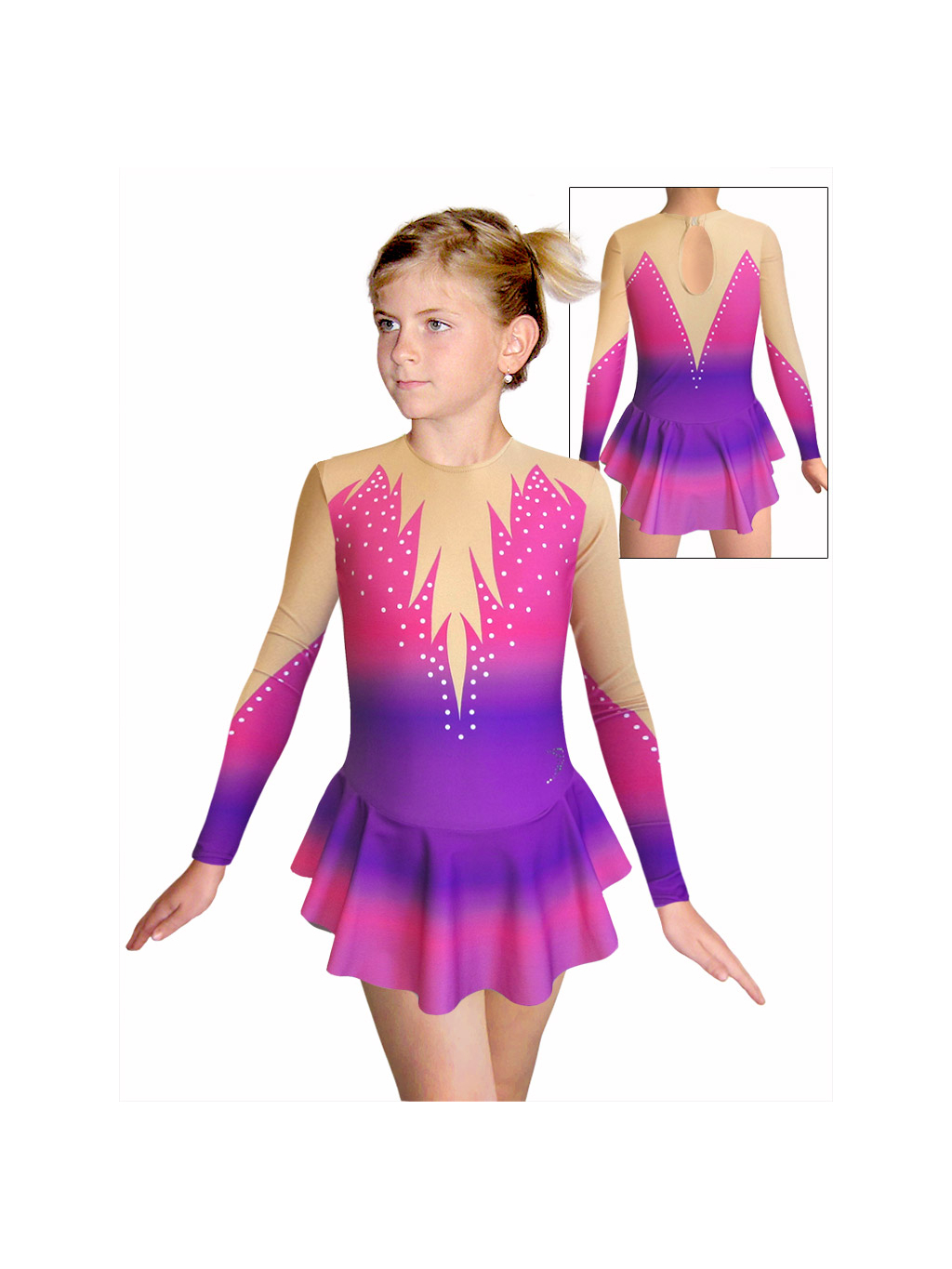 Krasobruslařské šaty - trikot K739 t115 fialovorůžová