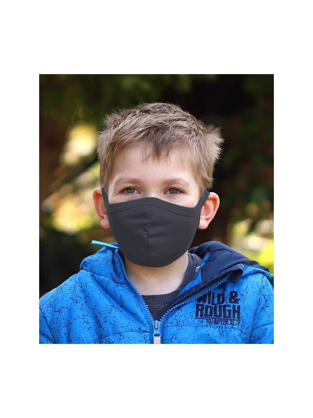 Bavlněná rouška JEDNOVRSTVÁ tmavě šedá - pro děti (cca 3-12 let) - PRO OPAKOVANÉ POUŽITÍ