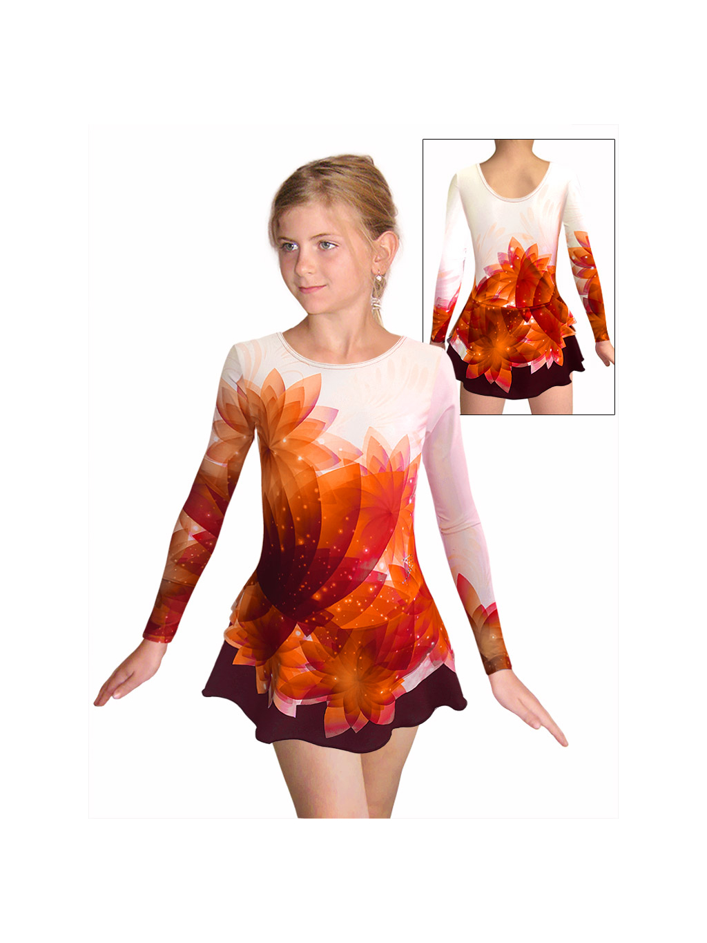 Krasobruslařské šaty - trikot K742 t140 oranžová