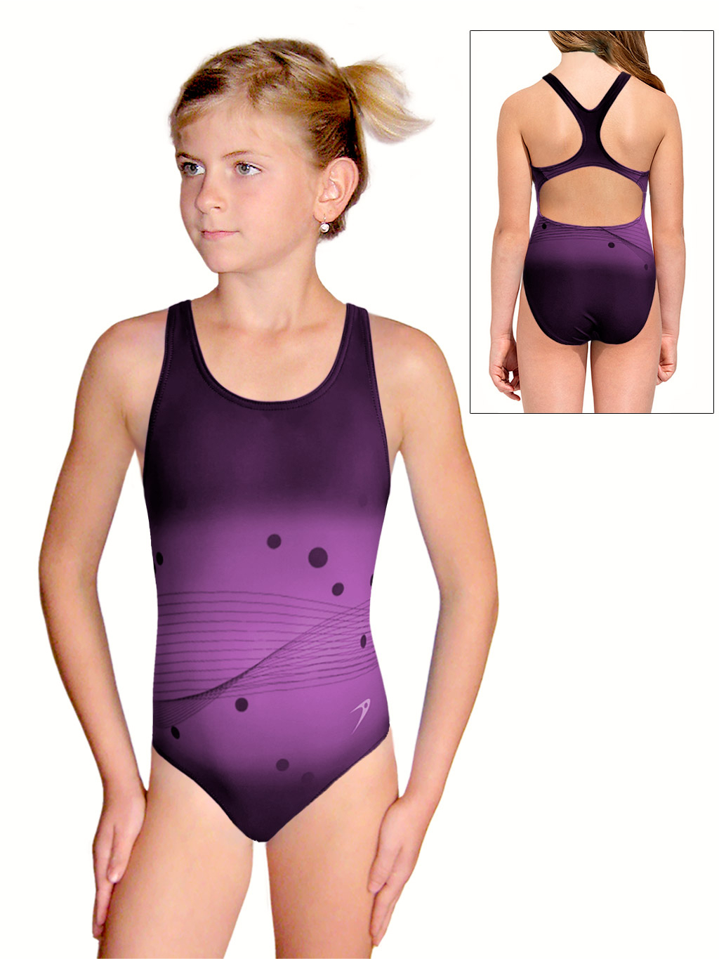 Dívčí sportovní plavky jednodílné PD623 t158 fialová