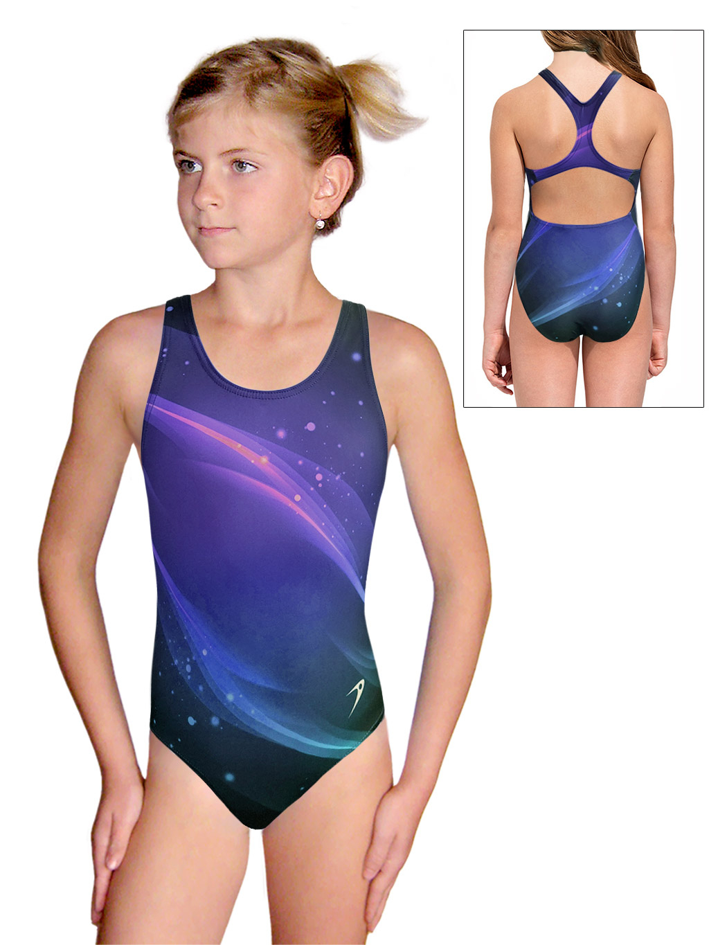Dívčí sportovní plavky jednodílné PD623 t152 modrofialová